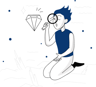 dibujo de muñeco miranod un diamante con una lupa